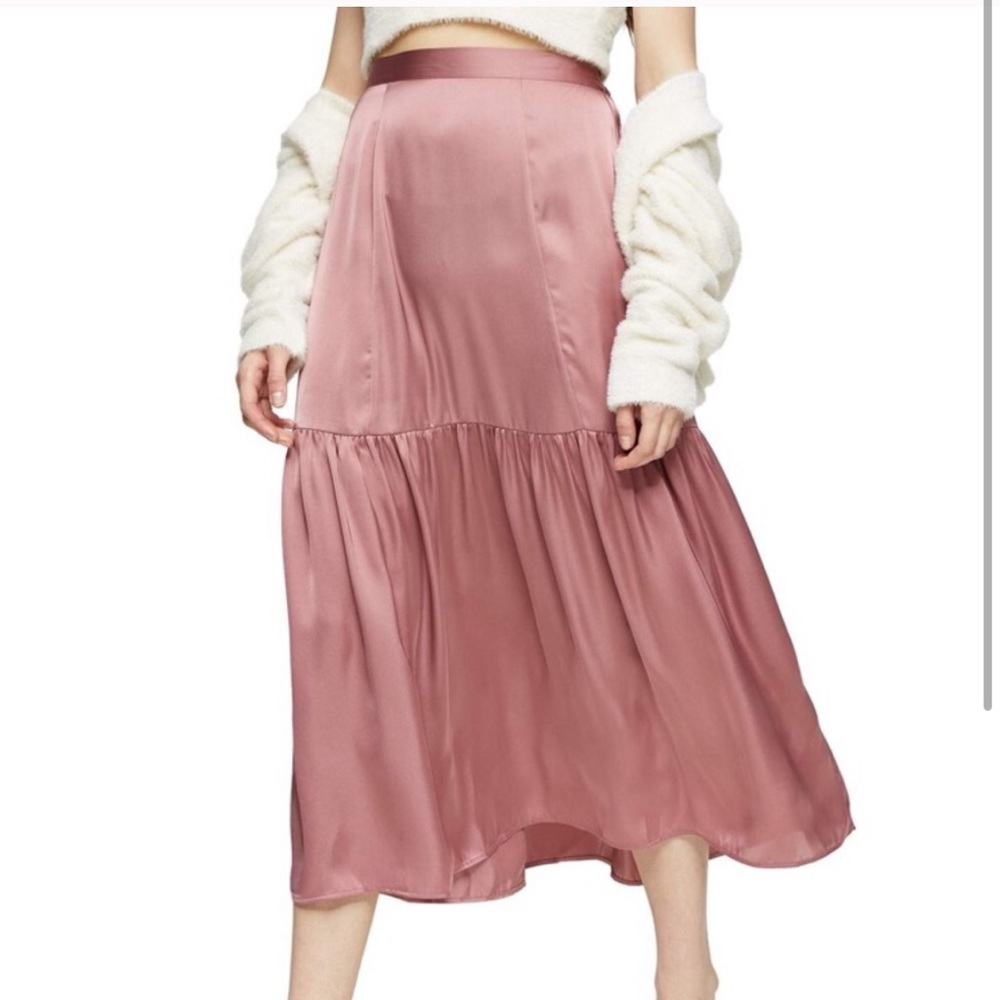NWT TopShop Pink Silky Skirt